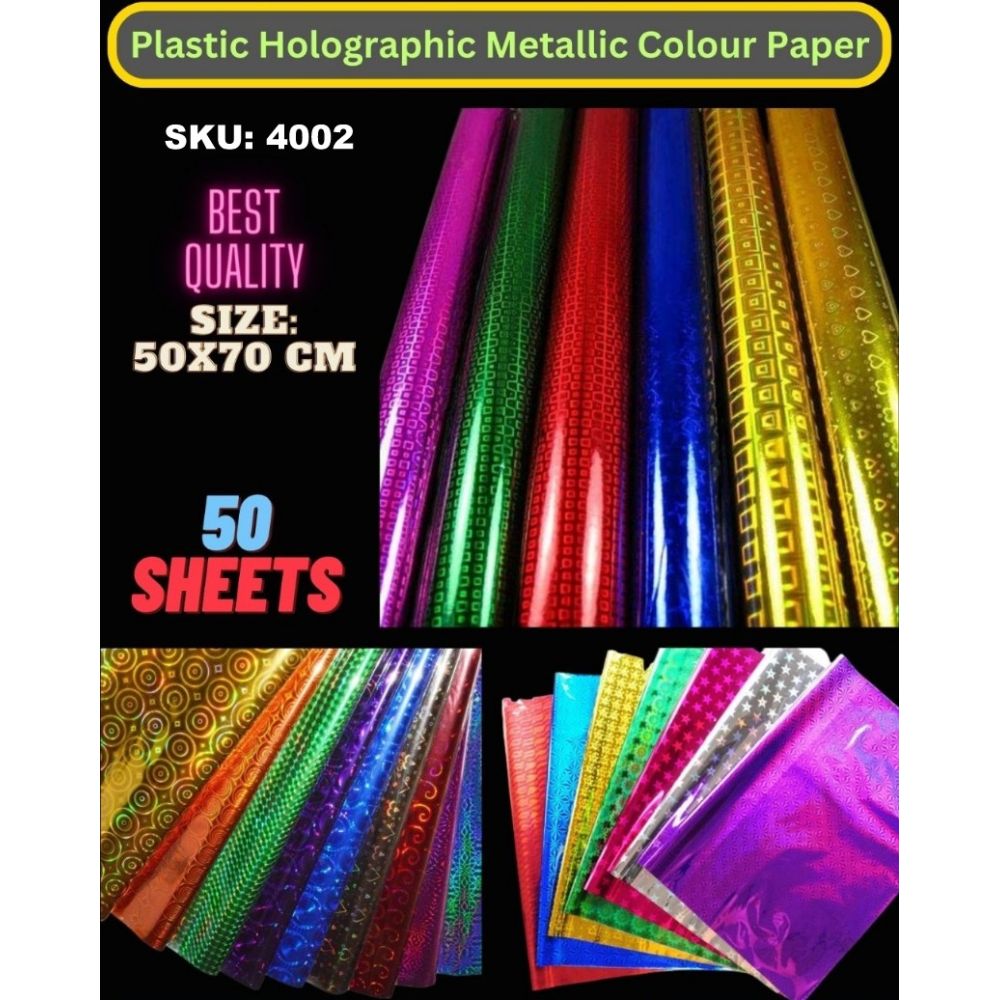 Plastic Holographic Metallic Colour Paper 50cmX70cm 50Sheets