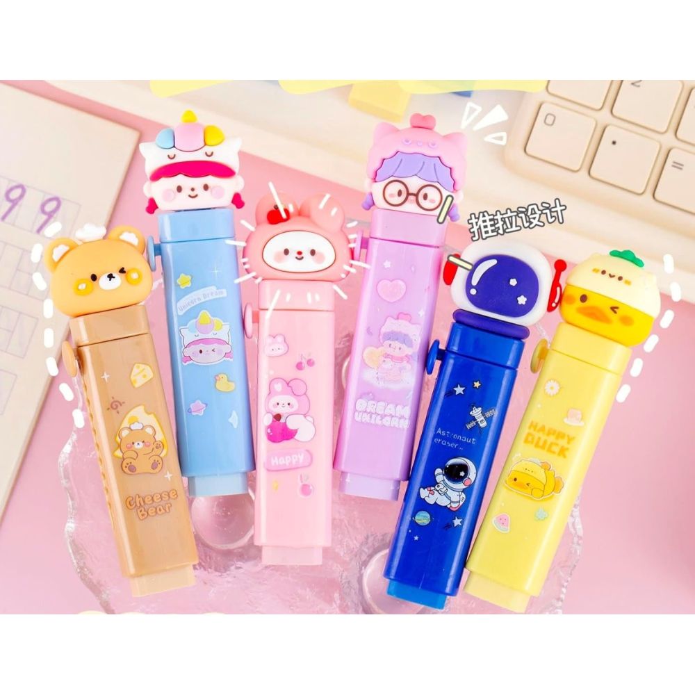 Sliding Eraser	2Pcs	Cartoon Silicone Cartoon Opp Pkg