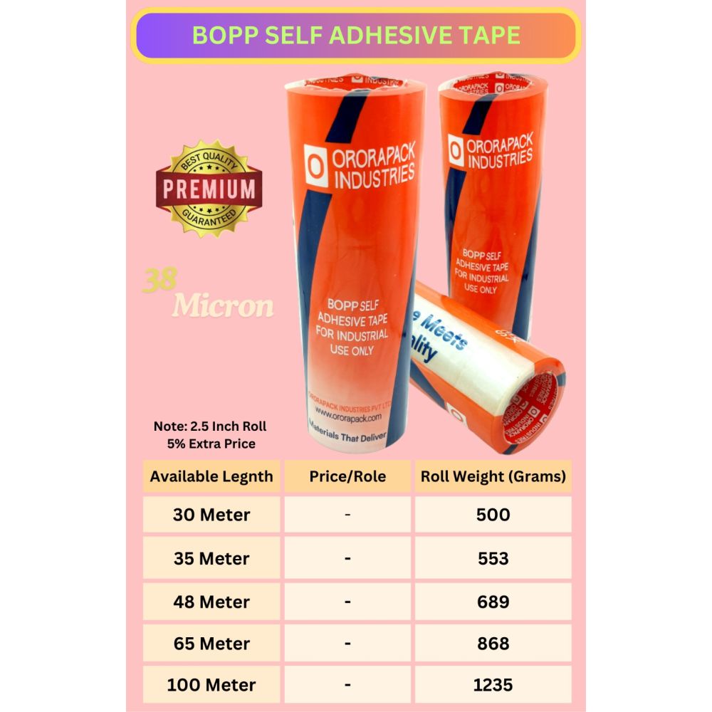Transparent Bopp Tape 30MTR .5/1/2/3Inch Roll Pkg