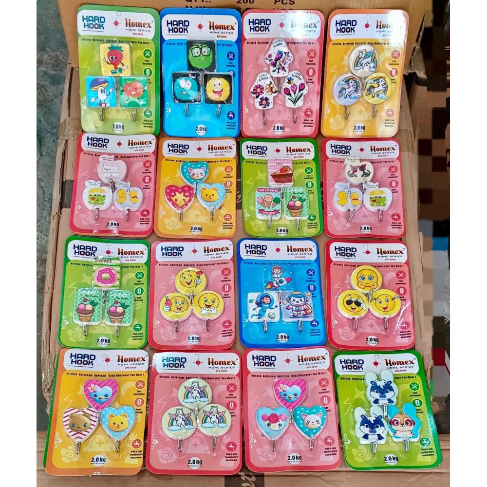 3Pcs_Hook Plastic Cartoon Blister Pkg