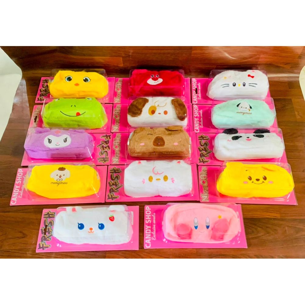 Plush Cartoon Pencil Pouch_Sinle Zip_Assorted Dgn_Blister Pkg
