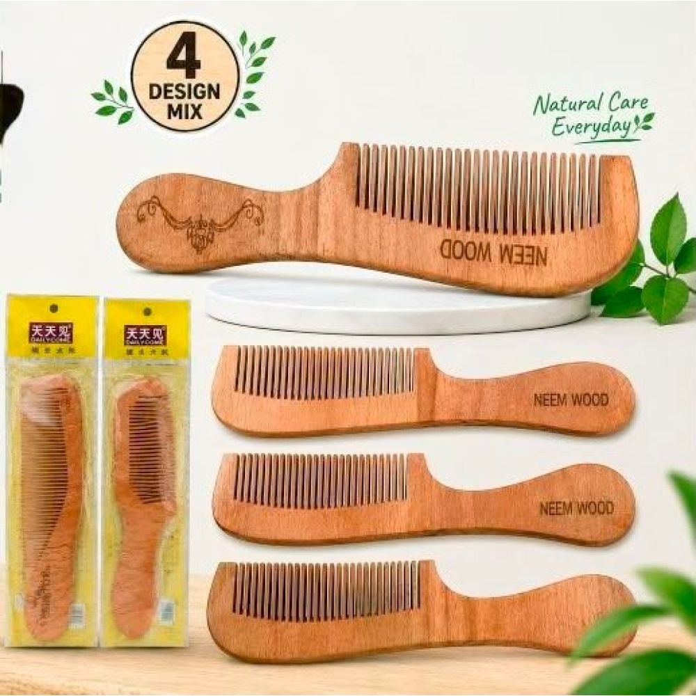 Neem Wooden Comb_Assorted Dgn_Opp Pkg